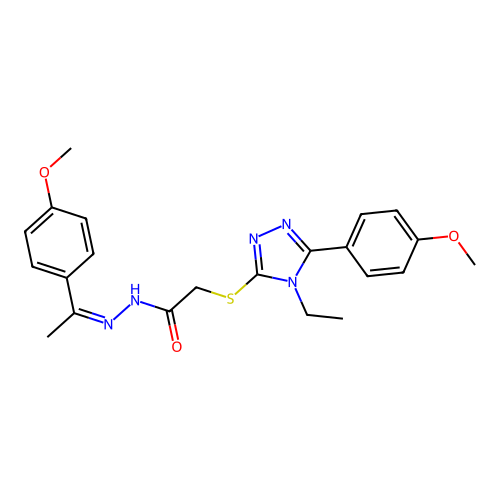 (Z)-2-((4-ethyl-5-(4-methoxyphenyl)-4H-1,2,4-triazol-3-yl)thio)-N'-(1-(4-methoxyphenyl)ethylidene)acetohydrazide structure