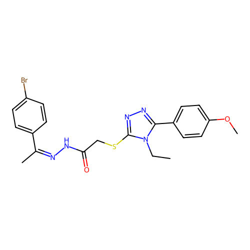 (Z)-N'-(1-(4-bromophenyl)ethylidene)-2-((4-ethyl-5-(4-methoxyphenyl)-4H-1,2,4-triazol-3-yl)thio)acetohydrazide structure