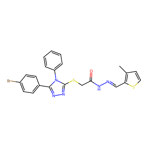 2-{[5-(4-BROMOPHENYL)-4-PHENYL-4H-1,2,4-TRIAZOL-3-YL]SULFANYL}-N'-[(E)-(3-METHYL-2-THIENYL)METHYLIDENE]ACETOHYDRAZIDE structure