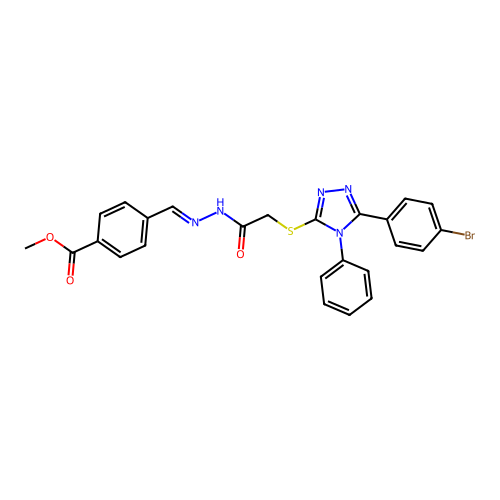 METHYL 4-{(E)-[({[5-(4-BROMOPHENYL)-4-PHENYL-4H-1,2,4-TRIAZOL-3-YL]SULFANYL}ACETYL)HYDRAZONO]METHYL}BENZOATE structure