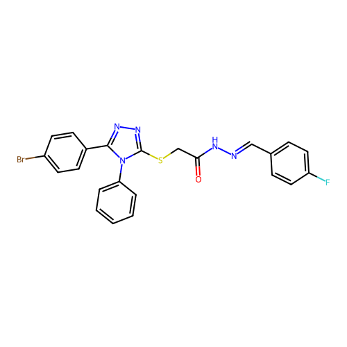 2-{[5-(4-bromophenyl)-4-phenyl-4H-1,2,4-triazol-3-yl]sulfanyl}-N'-[(E)-(4-fluorophenyl)methylidene]acetohydrazide structure