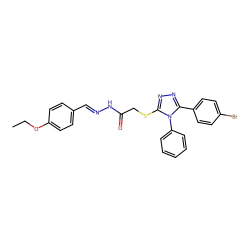 2-{[5-(4-bromophenyl)-4-phenyl-4H-1,2,4-triazol-3-yl]sulfanyl}-N'-[(E)-(4-ethoxyphenyl)methylidene]acetohydrazide structure