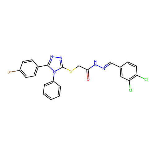 2-{[5-(4-bromophenyl)-4-phenyl-4H-1,2,4-triazol-3-yl]sulfanyl}-N'-[(E)-(3,4-dichlorophenyl)methylidene]acetohydrazide structure
