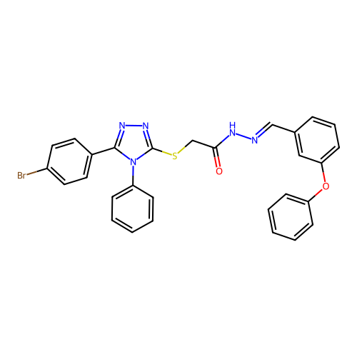 2-{[5-(4-bromophenyl)-4-phenyl-4H-1,2,4-triazol-3-yl]sulfanyl}-N'-[(E)-(3-phenoxyphenyl)methylidene]acetohydrazide structure