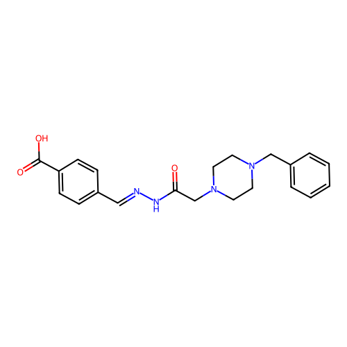 4-({[2-(4-Benzylpiperazin-1-YL)acetamido]imino}methyl)benzoic acid structure