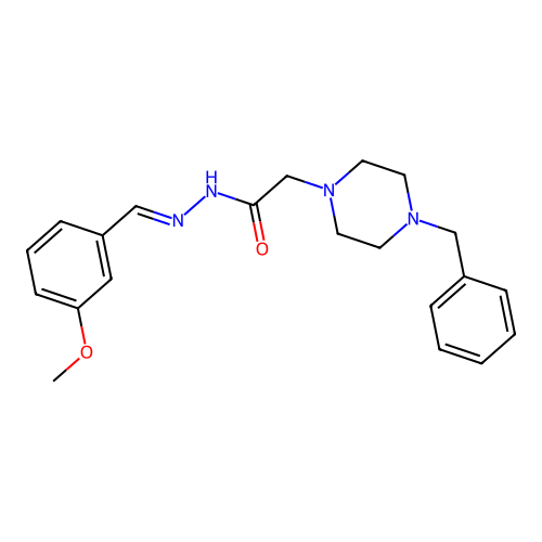N-[(1Z)-2-(3-methoxyphenyl)-1-azavinyl]-2-[4-benzylpiperazinyl]acetamide structure