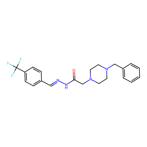 (E)-2-(4-benzylpiperazin-1-yl)-N'-(4-(trifluoromethyl)benzylidene)acetohydrazide structure