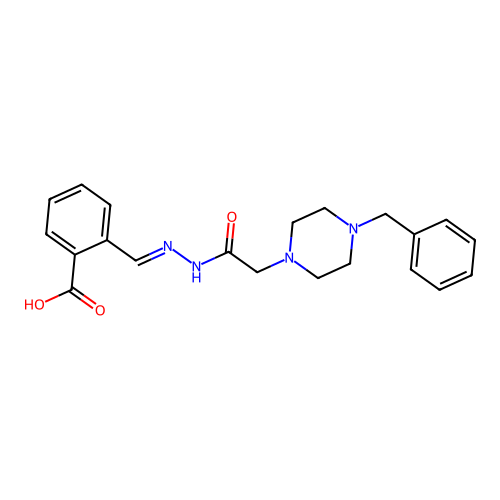 2-({[2-(4-Benzylpiperazin-1-yl)acetamido]imino}methyl)benzoic acid structure