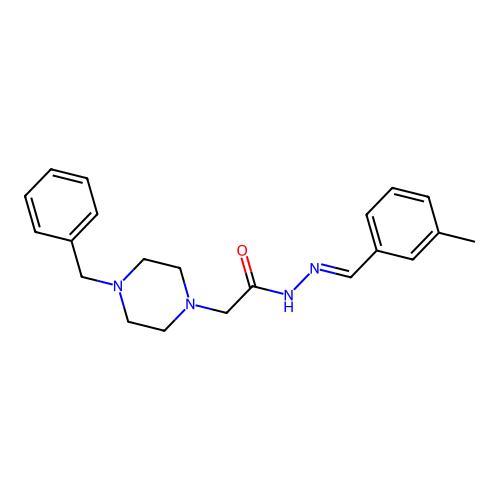 2-(4-benzylpiperazin-1-yl)-N'-[(3-methylphenyl)methylidene]acetohydrazide structure