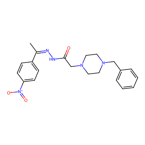 2-(4-benzylpiperazin-1-yl)-N'-[(1Z)-1-(4-nitrophenyl)ethylidene]acetohydrazide structure