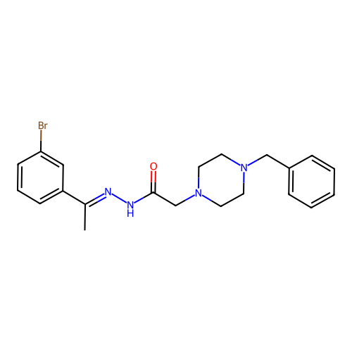 2-(4-Benzyl-1-piperazinyl)-N'-(1-(3-bromophenyl)ethylidene)acetohydrazide structure
