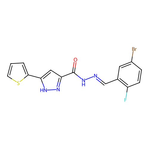 N'-(5-Bromo-2-fluorobenzylidene)-3-(2-thienyl)-1H-pyrazole-5-carbohydrazide structure