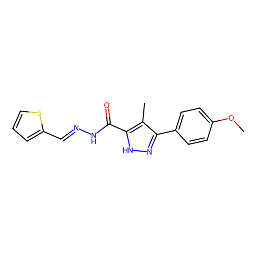 3-(4-Methoxyphenyl)-4-ME-N'-(2-thienylmethylene)-1H-pyrazole-5-carbohydrazide structure