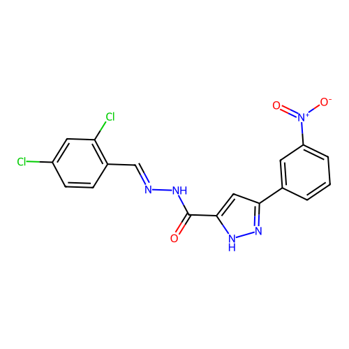 N'-(2,4-Dichlorobenzylidene)-3-(3-nitrophenyl)-1H-pyrazole-5-carbohydrazide structure