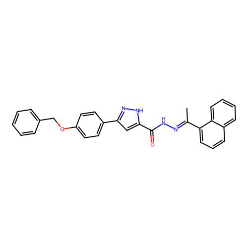 3-(4-(Benzyloxy)PH)-N'-(1-(1-naphthyl)ethylidene)-1H-pyrazole-5-carbohydrazide structure