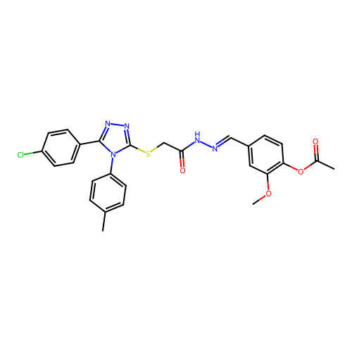 4-{(E)-[2-({[5-(4-chlorophenyl)-4-(4-methylphenyl)-4H-1,2,4-triazol-3-yl]sulfanyl}acetyl)hydrazinylidene]methyl}-2-methoxyphenyl acetate structure
