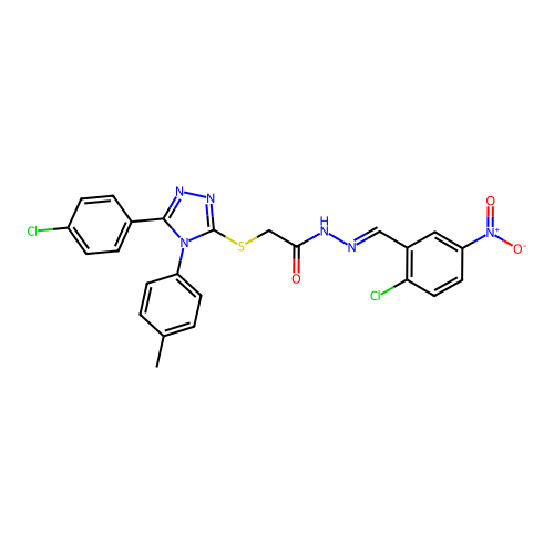 N'-[(E)-(2-chloro-5-nitrophenyl)methylidene]-2-{[5-(4-chlorophenyl)-4-(4-methylphenyl)-4H-1,2,4-triazol-3-yl]sulfanyl}acetohydrazide structure