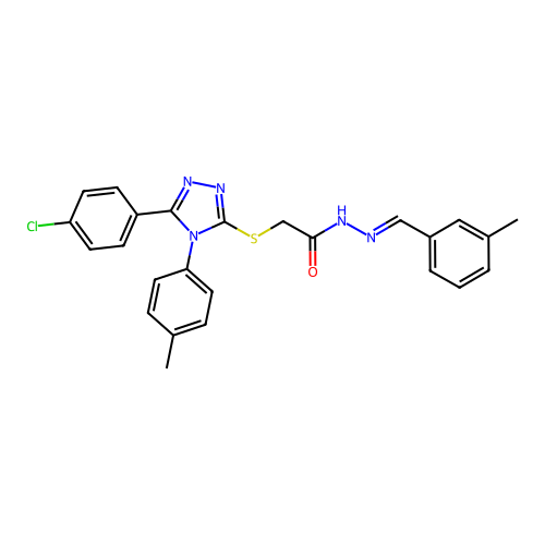 2-{[5-(4-chlorophenyl)-4-(4-methylphenyl)-4H-1,2,4-triazol-3-yl]sulfanyl}-N'-[(E)-(3-methylphenyl)methylidene]acetohydrazide structure