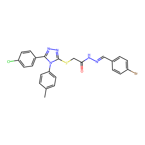 N'-[(E)-(4-bromophenyl)methylidene]-2-{[5-(4-chlorophenyl)-4-(4-methylphenyl)-4H-1,2,4-triazol-3-yl]sulfanyl}acetohydrazide structure