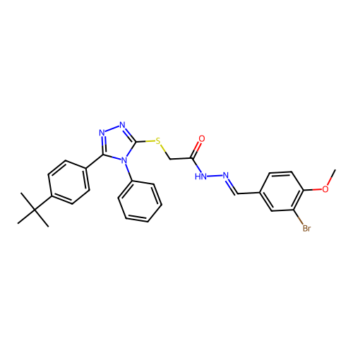 N'-[(E)-(3-bromo-4-methoxyphenyl)methylidene]-2-{[5-(4-tert-butylphenyl)-4-phenyl-4H-1,2,4-triazol-3-yl]sulfanyl}acetohydrazide structure