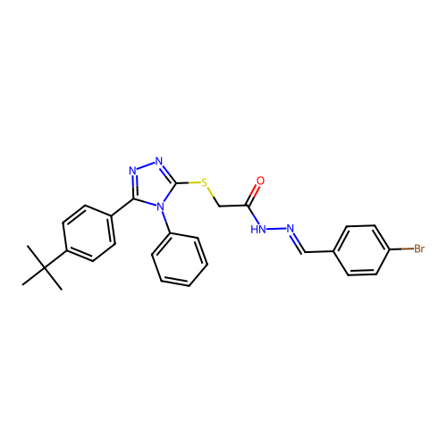 N'-[(E)-(4-bromophenyl)methylidene]-2-{[5-(4-tert-butylphenyl)-4-phenyl-4H-1,2,4-triazol-3-yl]sulfanyl}acetohydrazide structure