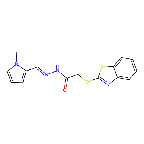 2-(1,3-Benzothiazol-2-ylthio)-N'-((1-ME-1H-pyrrol-2-YL)methylene)acetohydrazide structure