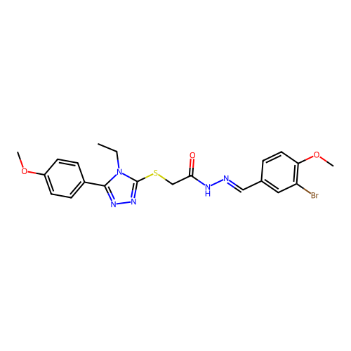 N'-[(E)-(3-bromo-4-methoxyphenyl)methylidene]-2-{[4-ethyl-5-(4-methoxyphenyl)-4H-1,2,4-triazol-3-yl]sulfanyl}acetohydrazide structure