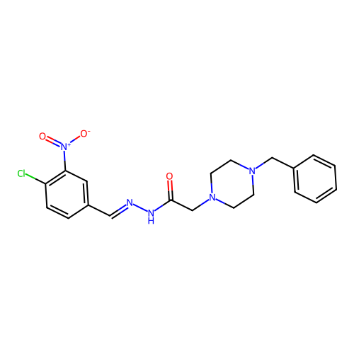 (E)-2-(4-benzylpiperazin-1-yl)-N'-(4-chloro-3-nitrobenzylidene)acetohydrazide structure