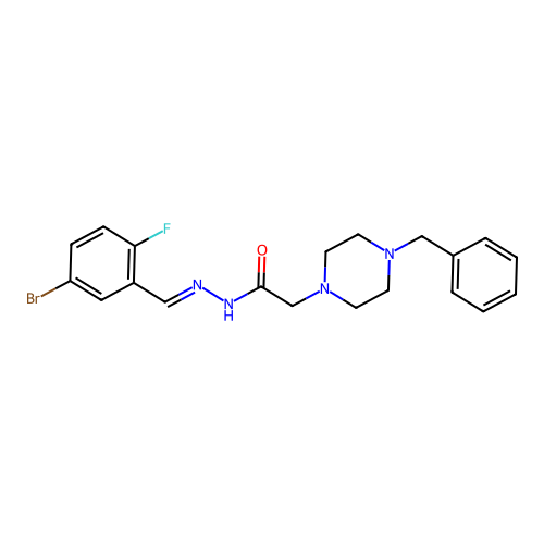 (E)-2-(4-benzylpiperazin-1-yl)-N'-(5-bromo-2-fluorobenzylidene)acetohydrazide structure