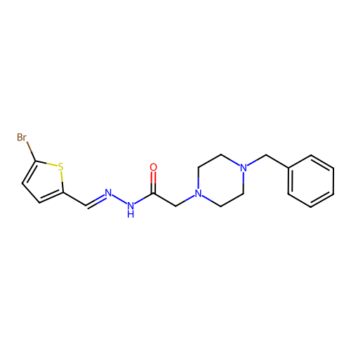 2-(4-benzyl-1-piperazinyl)-N'-[(E)-(5-bromo-2-thienyl)methylidene]acetohydrazide structure