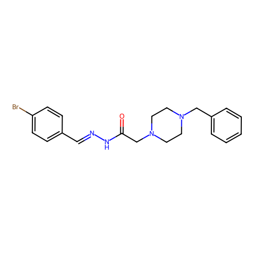 2-(4-benzylpiperazin-1-yl)-N-[(4-bromophenyl)methylideneamino]acetamide structure
