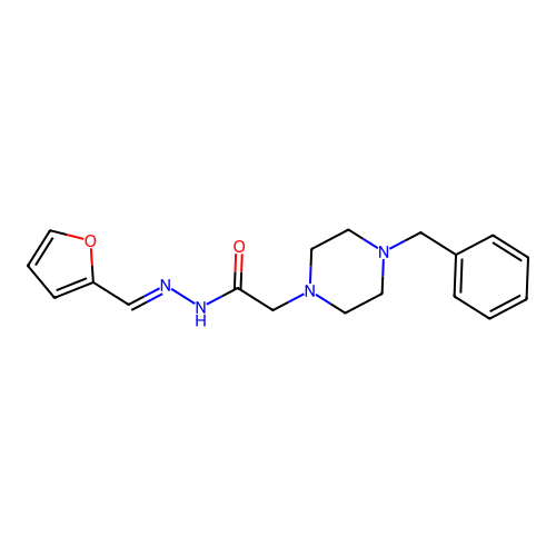 2-(4-benzylpiperazin-1-yl)-N-(furan-2-ylmethylideneamino)acetamide structure