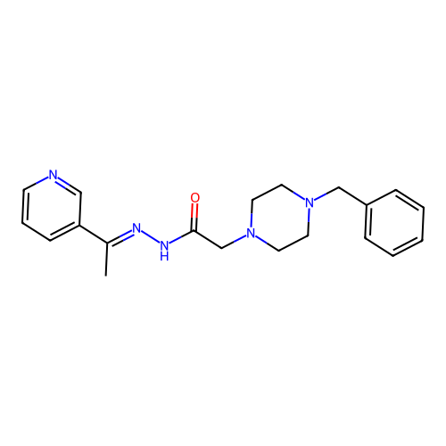 2-(4-Benzyl-1-piperazinyl)-N'-(1-(3-pyridinyl)ethylidene)acetohydrazide structure