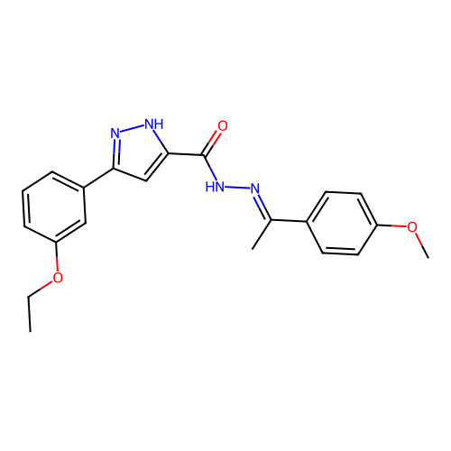 3-(3-Ethoxyphenyl)-N'-(1-(4-meo-phenyl)ethylidene)-1H-pyrazole-5-carbohydrazide structure