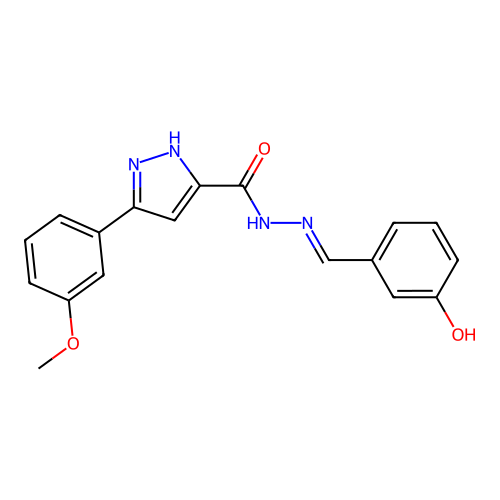 N'-(3-Hydroxybenzylidene)-3-(3-methoxyphenyl)-1H-pyrazole-5-carbohydrazide structure