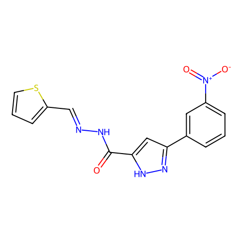 3-(3-Nitrophenyl)-N'-(2-thienylmethylene)-1H-pyrazole-5-carbohydrazide structure