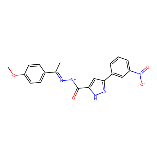 N'-(1-(4-Methoxyphenyl)ethylidene)3-(3-nitrophenyl)-1H-pyrazole-5-carbohydrazide structure