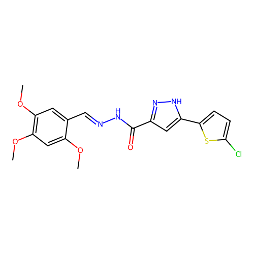 3-(5-CL-2-Thienyl)-N'-(2,4,5-trimethoxybenzylidene)-1H-pyrazole-5-carbohydrazide structure