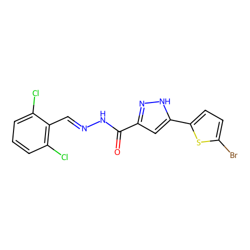 3-(5-Bromo-2-thienyl)-N'-(2,6-dichlorobenzylidene)-1H-pyrazole-5-carbohydrazide structure