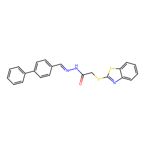 2-(1,3-Benzothiazol-2-ylthio)-N'-((1,1'-biphenyl)-4-ylmethylene)acetohydrazide structure