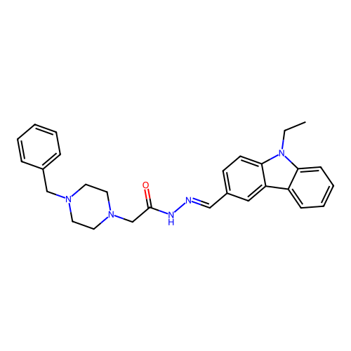 2-(4-Benzyl-1-piperazinyl)N'-((9-ethyl-9H-carbazol-3-YL)methylene)acetohydrazide structure