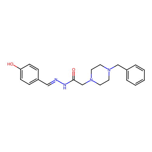 2-(4-benzylpiperazin-1-yl)-N-[(4-hydroxyphenyl)methylideneamino]acetamide structure