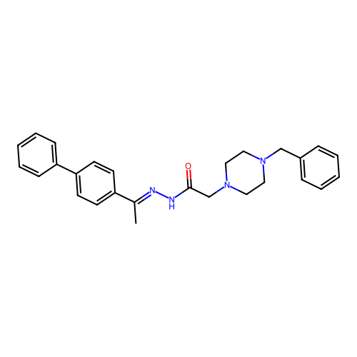 2-(4-Benzyl-1-piperazinyl)-N'-(1-(1,1'-biphenyl)-4-ylethylidene)acetohydrazide structure