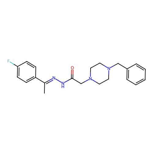 2-(4-Benzyl-1-piperazinyl)-N'-(1-(4-fluorophenyl)ethylidene)acetohydrazide structure