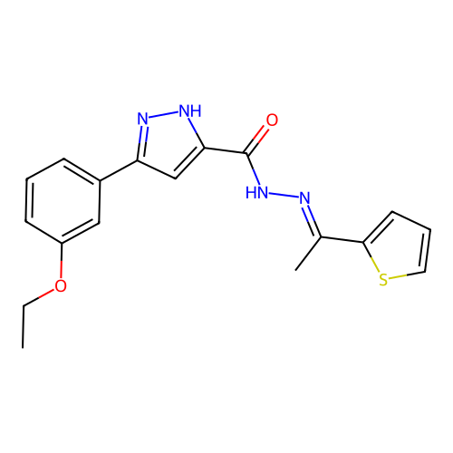 3-(3-Ethoxyphenyl)-N'-(1-(2-thienyl)ethylidene)-1H-pyrazole-5-carbohydrazide structure