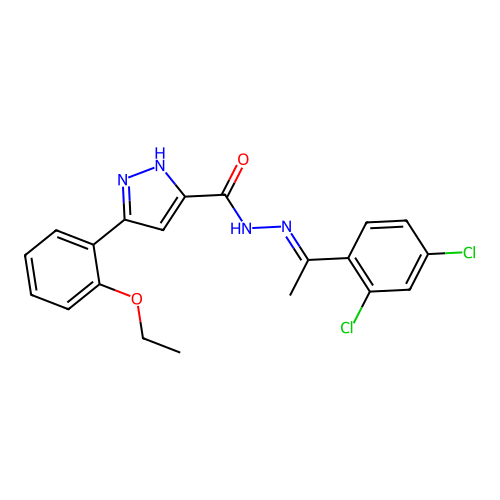 N'-(1-(2,4-DI-CL-PH)Ethylidene)-3-(2-ethoxyphenyl)-1H-pyrazole-5-carbohydrazide structure