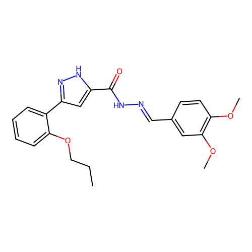 N'-(3,4-Dimethoxybenzylidene)-3-(2-propoxyphenyl)-1H-pyrazole-5-carbohydrazide structure