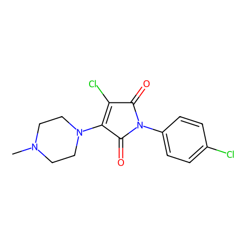 3-Chloro-1-(4-chloro-phenyl)-4-(4-methyl-piperazin-1-yl)-pyrrole-2,5-dione structure
