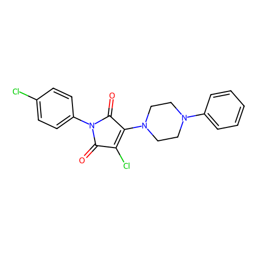 3-chloro-1-(4-chlorophenyl)-4-(4-phenylpiperazin-1-yl)-1H-pyrrole-2,5-dione structure