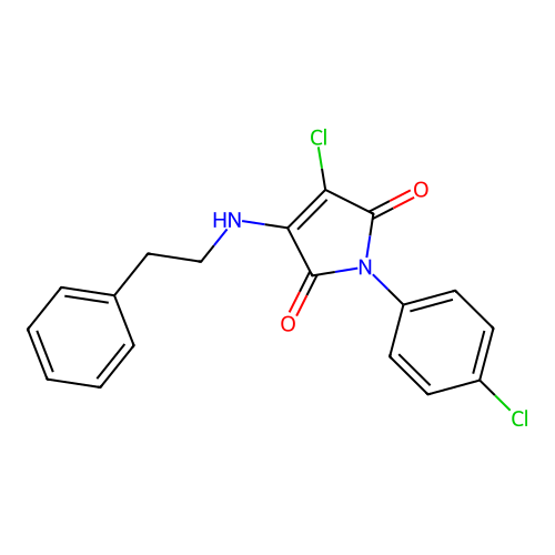 3-chloro-1-(4-chlorophenyl)-4-(phenethylamino)-1H-pyrrole-2,5-dione structure